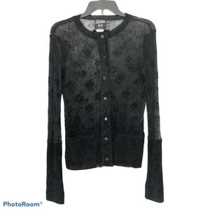 JEAN PAUL GAULTIER Maille Mesh Velvet Button Top